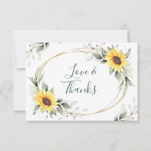 Elegante Sonnenblumen Grünpflanzen Floral Dankeskarte