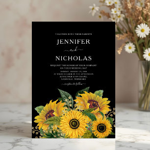 Elegante Sonnenblumen-Hochzeit Einladung