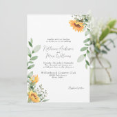 Elegante Sonnenblumen Hochzeit ohne Eltern Einladung (Stehend Vorderseite)