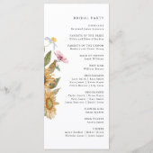 Elegante Sonnenblumen-Hochzeit Programm (Rückseite)