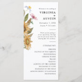 Elegante Sonnenblumen-Hochzeit Programm (Vorderseite)