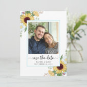 Elegante Sonnenblumen-Hochzeit Save The Date (Stehend Vorderseite)