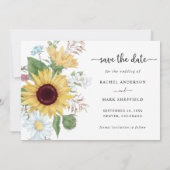 Elegante Sonnenblumen-Hochzeit Save The Date (Rückseite)