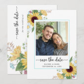 Elegante Sonnenblumen-Hochzeit Save The Date (Vorne/Hinten)