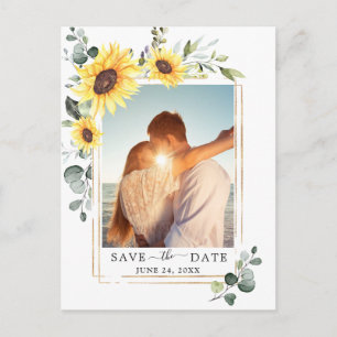 Elegante Sonnenblumen-Hochzeit Save the Date Foto  Postkarte