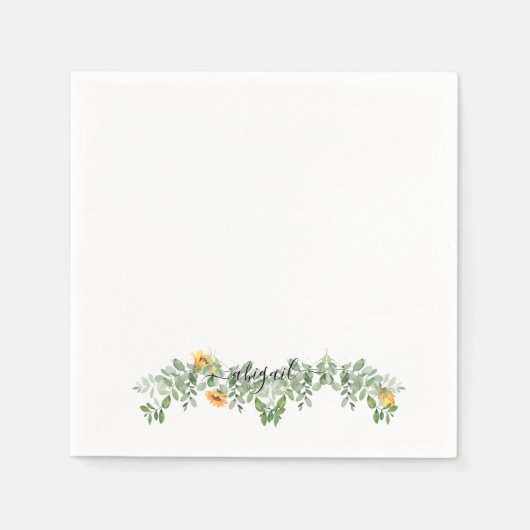 Elegante Sonnenblumen im Foliage Custom Cocktail Serviette (Vorderseite)