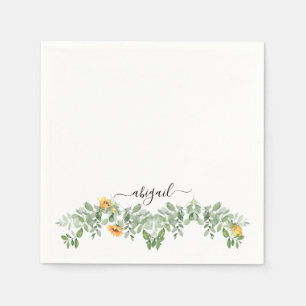 Elegante Sonnenblumen in Foliage, benutzerdefinier Serviette