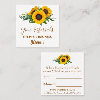 Elegante Sonnenblumen Kleines Unternehmen Empfehlungskarte