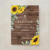 Elegante Sonnenblumen kreuzen Taufe Einladung