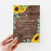 Elegante Sonnenblumen kreuzen Taufe Einladung