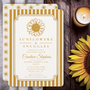Elegante Sonnenblumen & Kuscheltiere Baby-Party Einladung