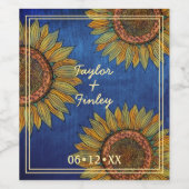 Elegante Sonnenblumen Land Rustikale Hochzeit der Weinetikett (Einzelnes Label)