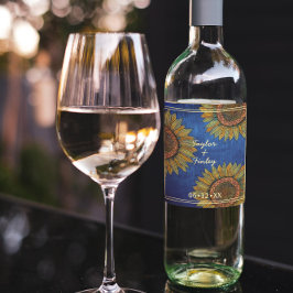 Elegante Sonnenblumen Land Rustikale Hochzeit der  Weinetikett