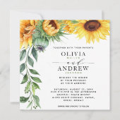 Elegante Sonnenblumen Moderne Wasserfarbenhochzeit Einladung (Vorderseite)