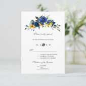 Elegante Sonnenblumen Navy Blumen Blütenblumen Hoc RSVP Karte (Stehend Vorderseite)