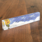 Elegante Sonnenblumen Personalisierte Berufliche B Namensplakette (Seite)