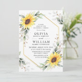 Elegante Sonnenblumen Probe Abendessen Einladung (Stehend Vorderseite)