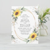 Elegante Sonnenblumen Probe Abendessen Einladung (Stehend Vorderseite)