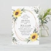 Elegante Sonnenblumen Probe Abendessen Einladung (Stehend Vorderseite)