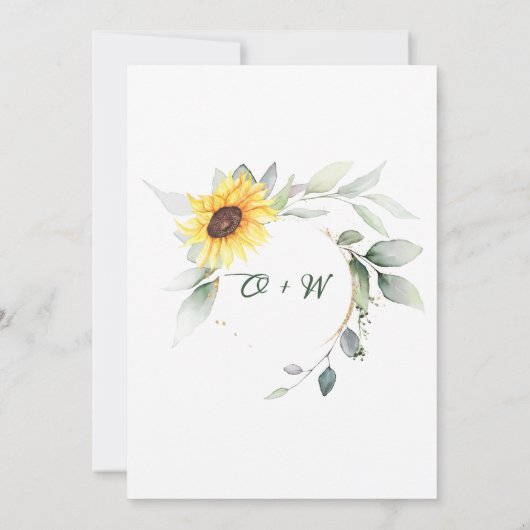 Elegante Sonnenblumen Probe Abendessen Einladung (Rückseite)