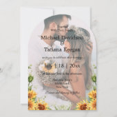 Elegante Sonnenblumen qr Code 2 Foto Boardhochzeit Einladung (Vorderseite)