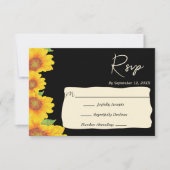 Elegante Sonnenblumen Schwarzer Hintergrund Blüten RSVP Karte (Vorderseite)