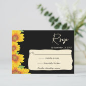 Elegante Sonnenblumen Schwarzer Hintergrund Blüten RSVP Karte (Stehend Vorderseite)