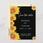 Elegante Sonnenblumen Schwarzer Hintergrund Save t Postkarte (Vorne/Hinten)