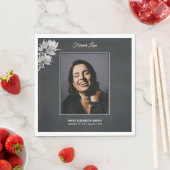 Elegante Sonnenblumen Schwarzes Foto Beerdigung Ge Serviette (Beispiel)