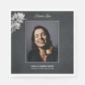 Elegante Sonnenblumen Schwarzes Foto Beerdigung Ge Serviette (Vorderseite)