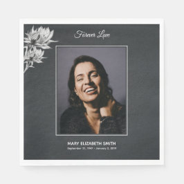 Elegante Sonnenblumen Schwarzes Foto Beerdigung Ge Serviette