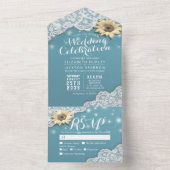 Elegante Sonnenblumen Spitzenlichter Hochzeit RSVP All In One Einladung (Innen Boden)