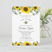 Elegante Sonnenblumen süß wie Can Bee Baby Dusche Einladung (Stehend Vorderseite)