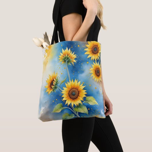 Elegante Sonnenblumen Tasche (Von Nahem)