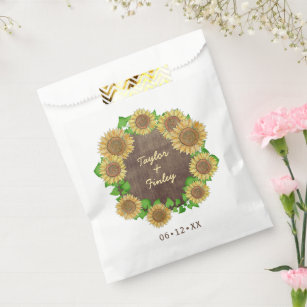 Elegante Sonnenblumen Taupe Bauernhof Rustikale Ho Geschenktütchen