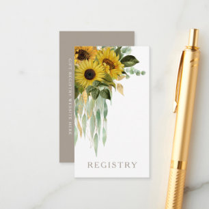 Elegante Sonnenblumen Taupe Hochzeit Begleitkarte
