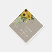 Elegante Sonnenblumen Taupe Hochzeit Serviette (Ecke)