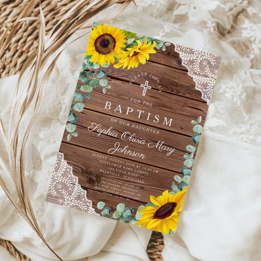 Elegante Sonnenblumen überziehen die Taufe des Hol Einladung