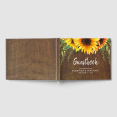 Elegante Sonnenblumen und Foliage Rustic Wood Wedd Gästebuch (Voll)