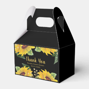 Elegante Sonnenblumen und Laub Sweet Sixteen Geschenkschachtel