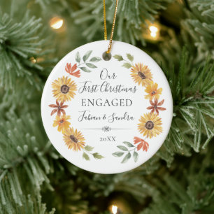 Elegante Sonnenblumen Unser erstes Weihnachtsfest  Keramik Ornament