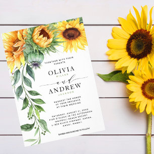 Elegante Sonnenblumen Wasserfarbe Moderne Hochzeit Einladung