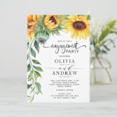 Elegante Sonnenblumen Wasserfarbe Moderne Verlobun Einladung (Stehend Vorderseite)