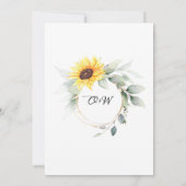 Elegante Sonnenblumen Watercolor Grüne Hochzeit Einladung (Rückseite)