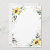Elegante Sonnenblumen Watercolor Grüne Hochzeit Einladung (Rückseite)