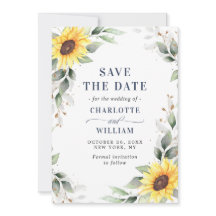 Elegante Sonnenblumen Watercolor Grüne Hochzeit