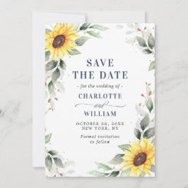 Elegante Sonnenblumen Watercolor Grüne Hochzeit Save The Date