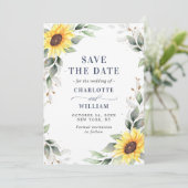 Elegante Sonnenblumen Watercolor Grüne Hochzeit Save The Date (Stehend Vorderseite)