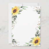 Elegante Sonnenblumen Watercolor Grüne Hochzeit Save The Date (Rückseite)