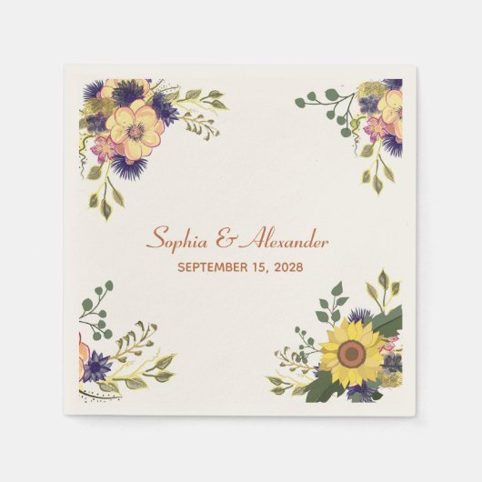 Elegante Sonnenblumen Wedding Napkins Serviette (Vorderseite)